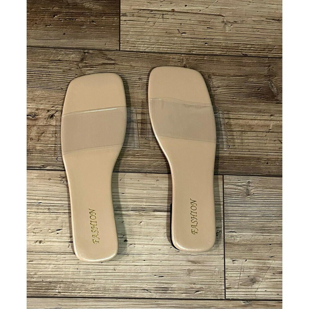 NEW Fashion Clear Transparant Women Single Band Open Toe Flat Sandals Size 11